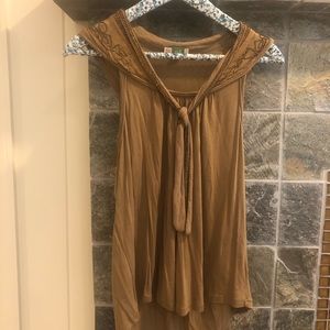 Anthropologie gold fancy beaded top